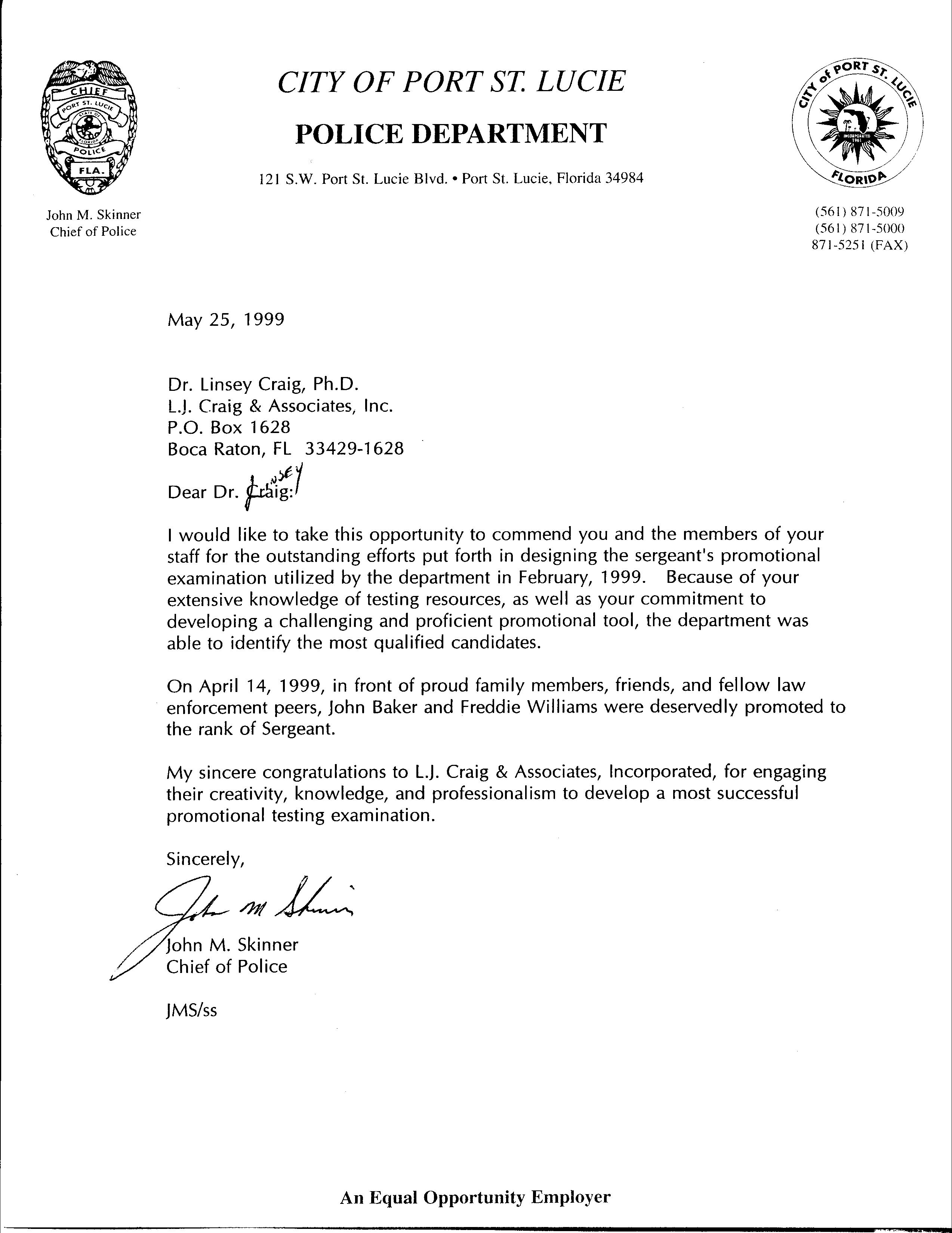Reference Letter For Police Officer Candidate
